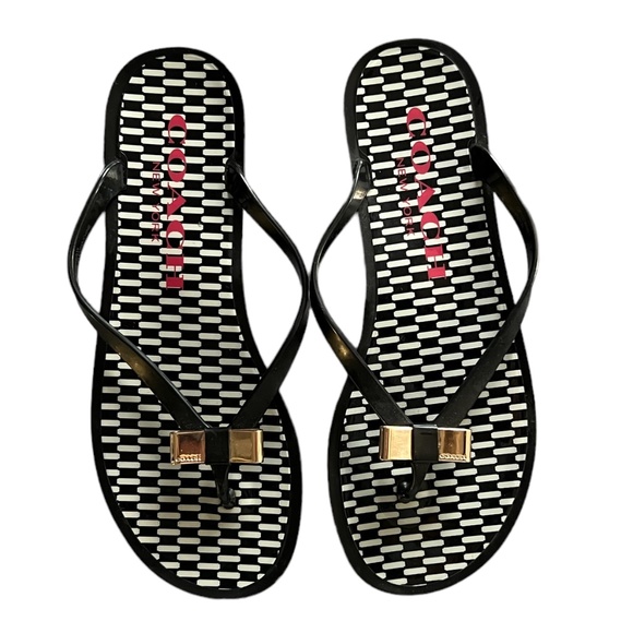 Coach Shoes - COACH Women's Black & White Landon Jelly Flip Flop Sandals ~ Ladies Size 8